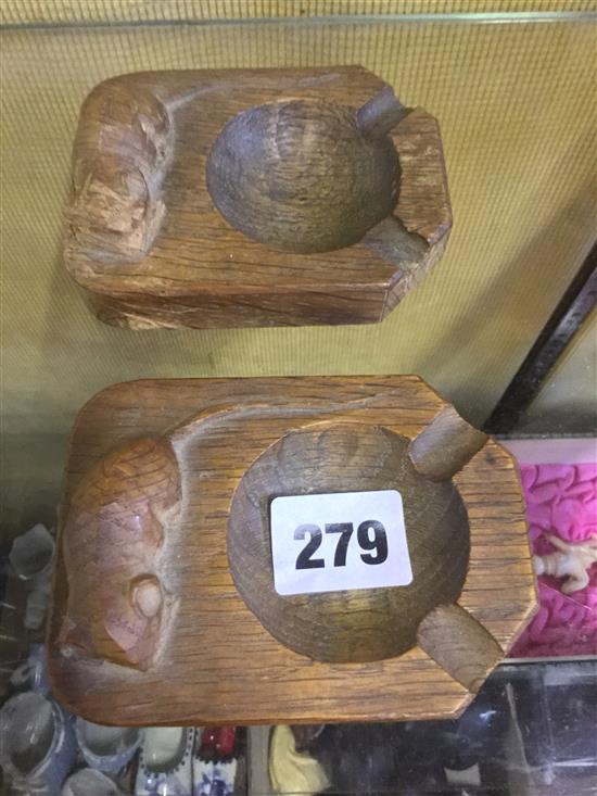 Pair mouseman ashtrays